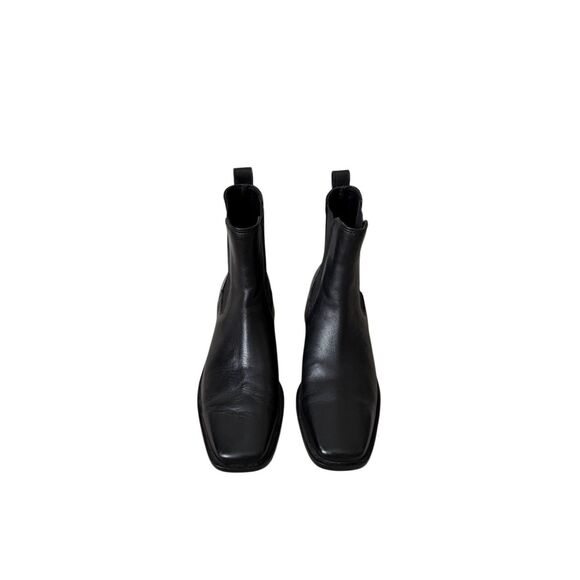 Sam Edelman Thelma Black Pull On Square Toe Leather Chelsea Ankle Boots sz 7 - Picture 3 of 8